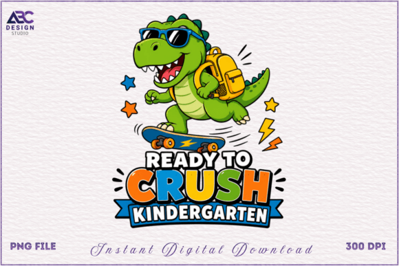 Back to School Kindergarten Dino PNG