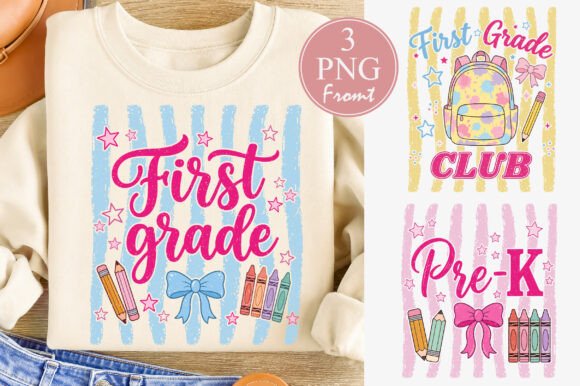Back to School PNG, Retro First Grade