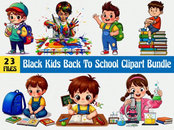 Kids Back to School Clipart Set for Creative Projects