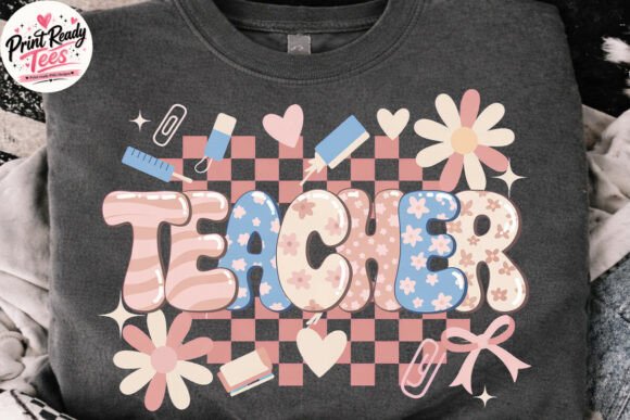 Retro Floral Teacher PNG, Back to School